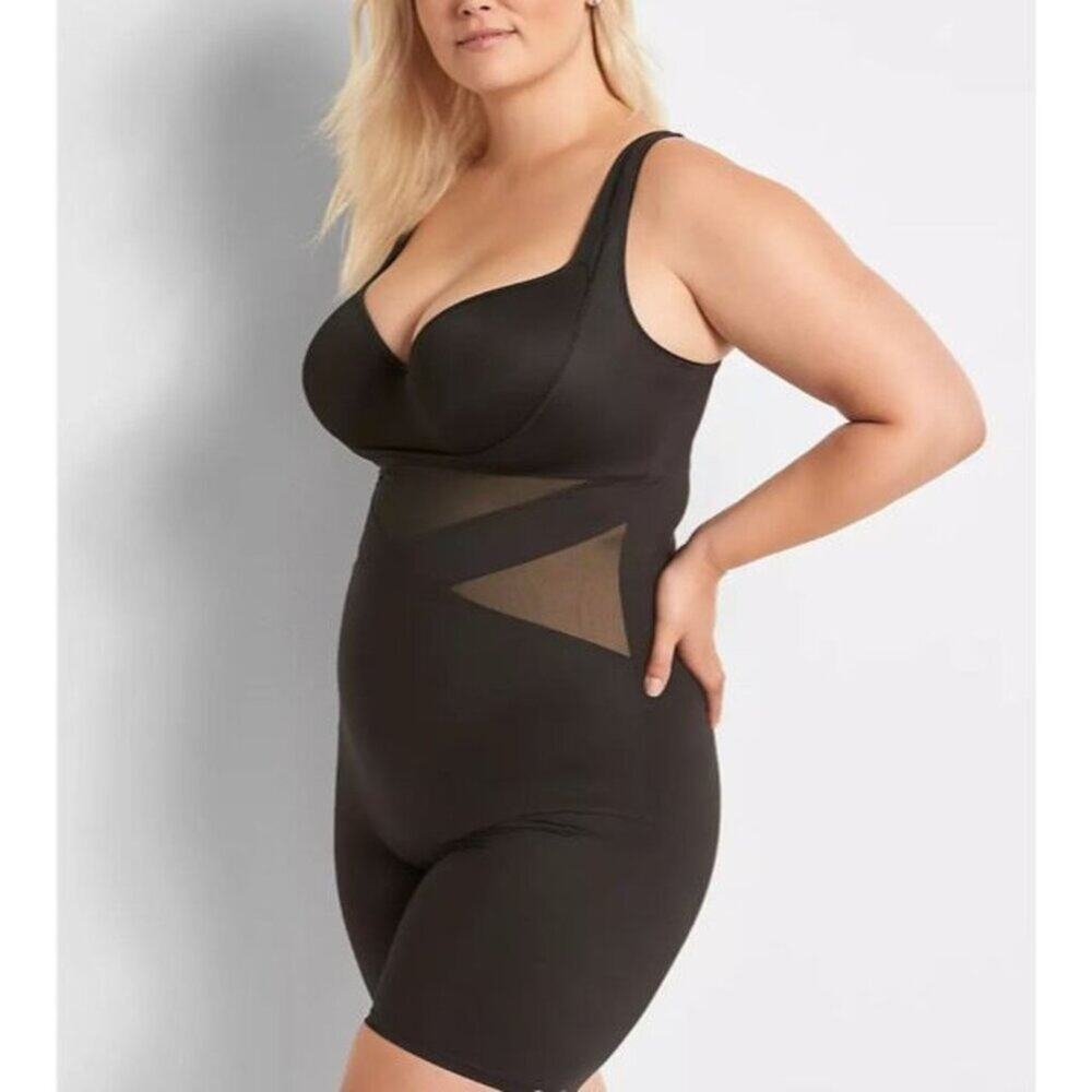 Shape By Cacique Open-Bust Thigh Shaper Black Womens Size 26/28